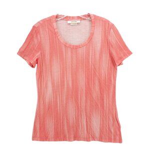 ICEBREAKER Woman 100% Merino 150 Short Sleeve Tee Coral Striped Size SMALL